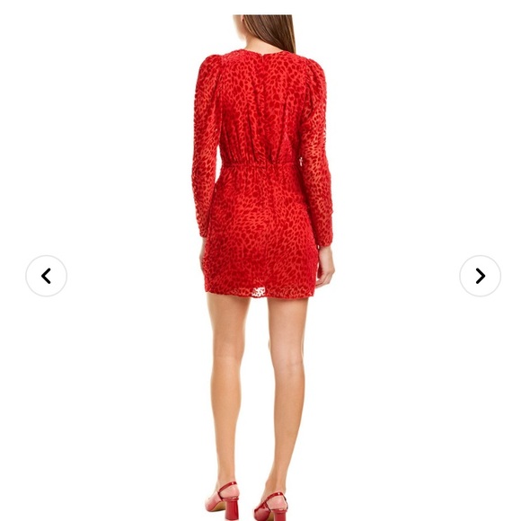 The Kooples red velvet burnout leopard print mini dress with long sleeves size 2 - Picture 3 of 14